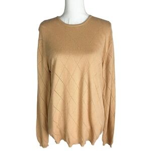 Lord & Taylor Women's 100% 2-PLY CASHMERE SWEATER Size L Tan Color